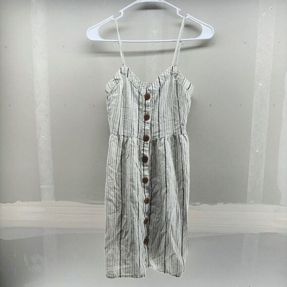 So Women's Black White Striped Button Front Spaghetti Strap Dress Size XS - Picture 1 of 5